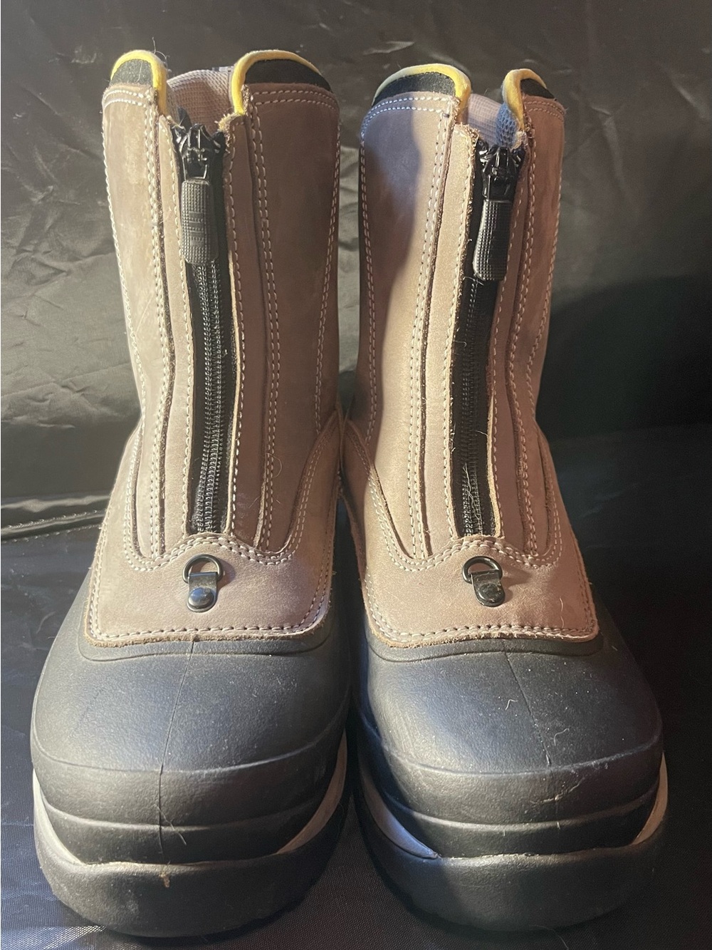 Lands' End Brown and Black Front-Zip Winter Boots